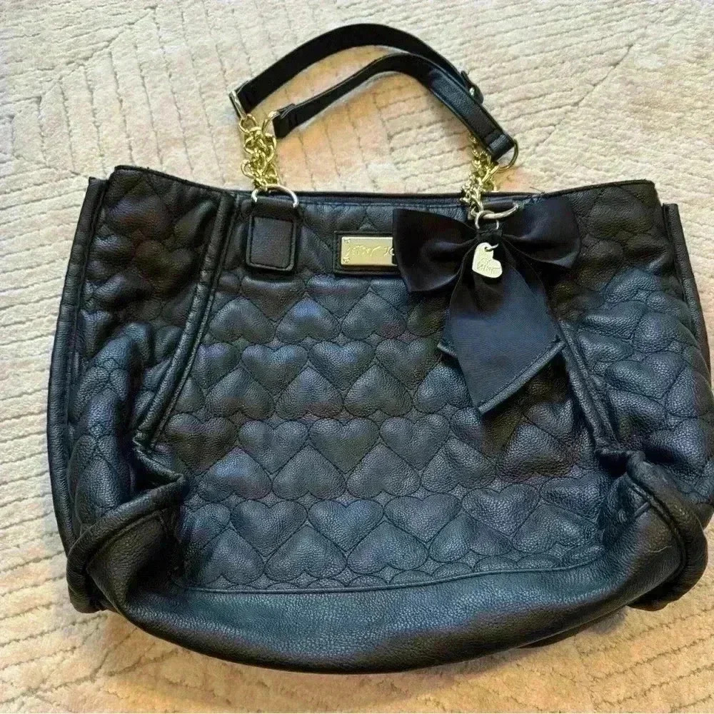 Elegant Black Quilted Tote Bag